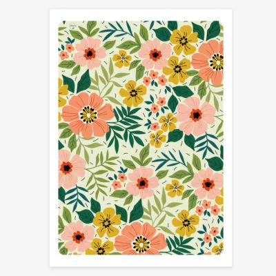 Affiche Floraison Maison Joliette, illustration florale et colorée en format A4.