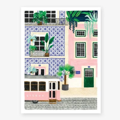 Affiche Lisboa haute qualité, illustrant coloré et vibrant Lisbonne sur papier mat 200g.