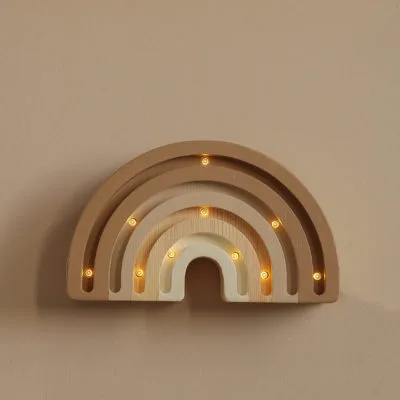 Lampe arc-en-ciel Cappuccino Little Lights en bois naturel pour ambiance douce.
