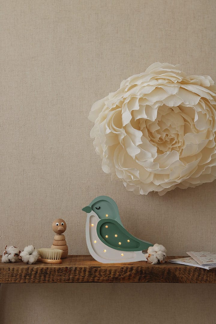 Mini lampe veilleuse oiseau Pistachio Cream, lumière douce pour les chambres.