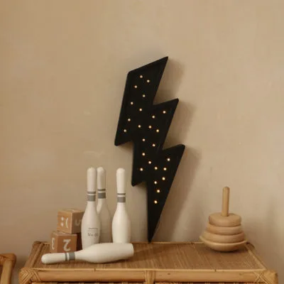 Lampe veilleuse éclair Noir de Little Lights, luminaire à LED, fabrication européenne.