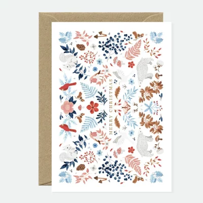 Carte de vœux Noël, White winter merry xmas, format A6 épuré et serein