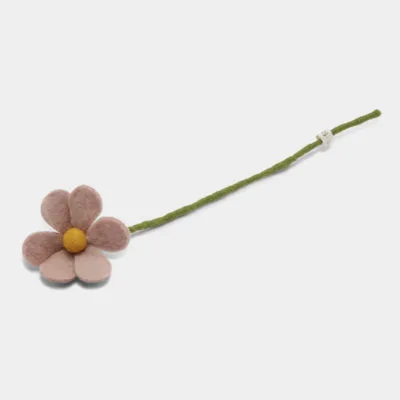 Fleur simple vieux rose Gry & Sif en feutre de laine durable.