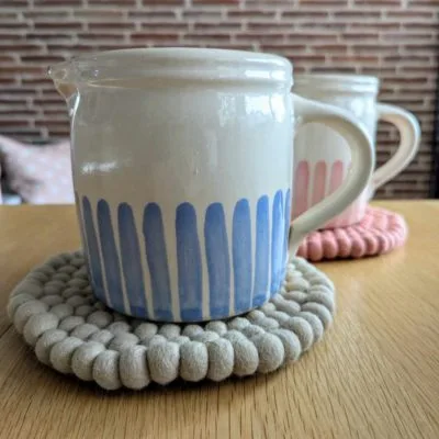 Pichet / Vase rayures Bleu - maison Roussot