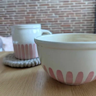 Saladier rayures Rose - maison Roussot