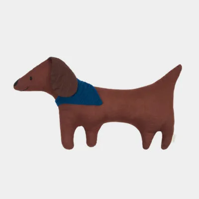 Coussin en lin français L1N0 pour chien, couleur prune par Nobodinoz.