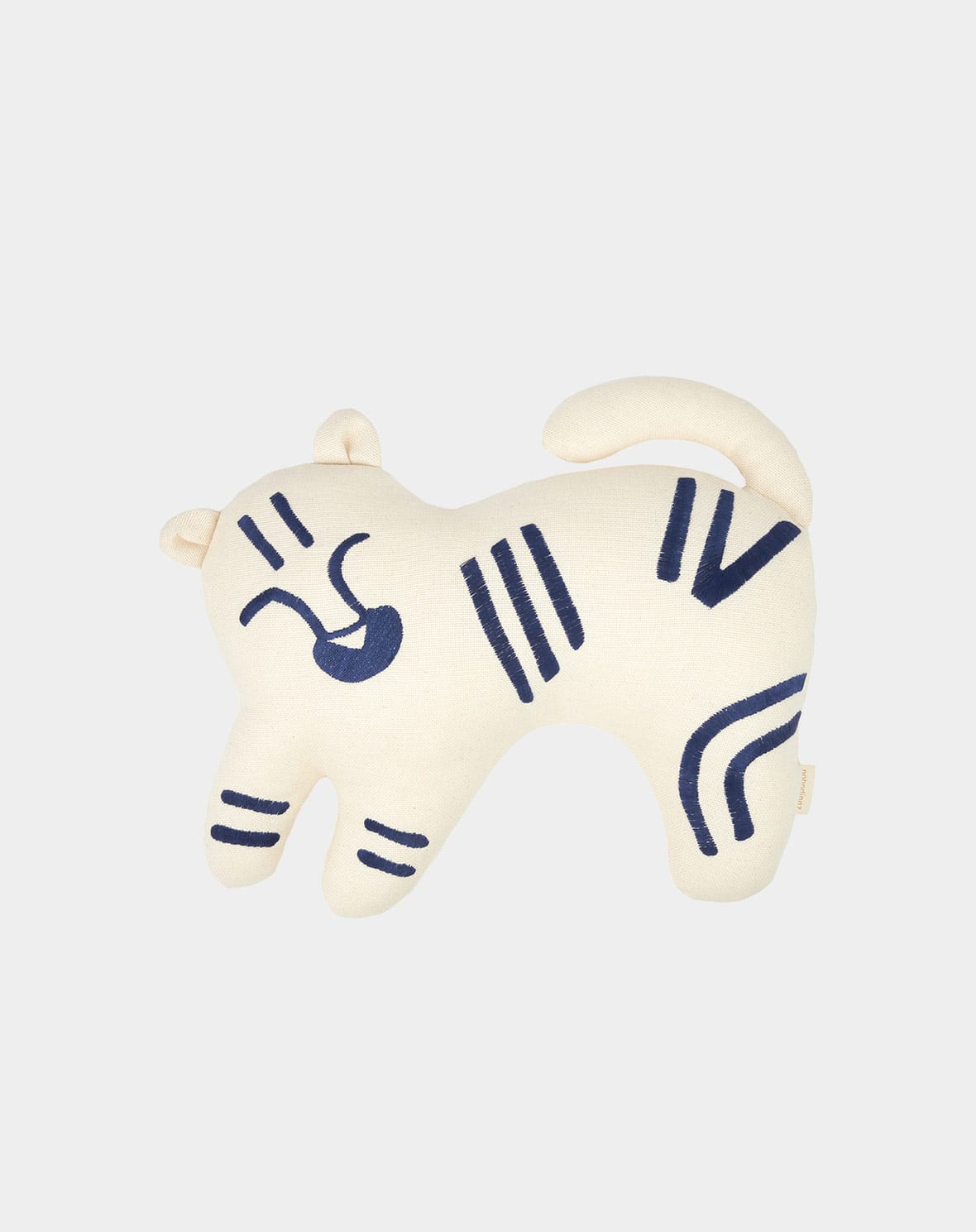 Coussin brodé tigre bleu minimalistes en coton, Nobodinoz