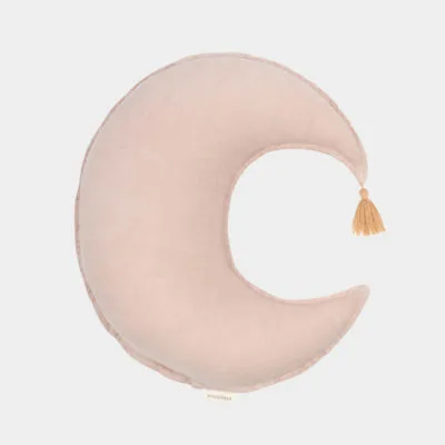 Coussin Lune L1N0 en lin français lavé - Mauve Pink - Nobodinoz