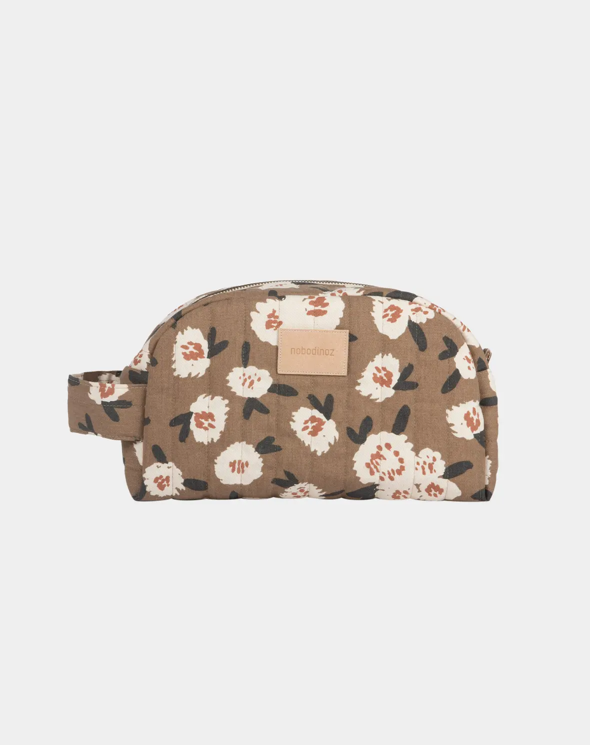 Vue d'une trousse de toilette Hyde Park imperméable Camellia, motif fleuri, Nobodinoz.