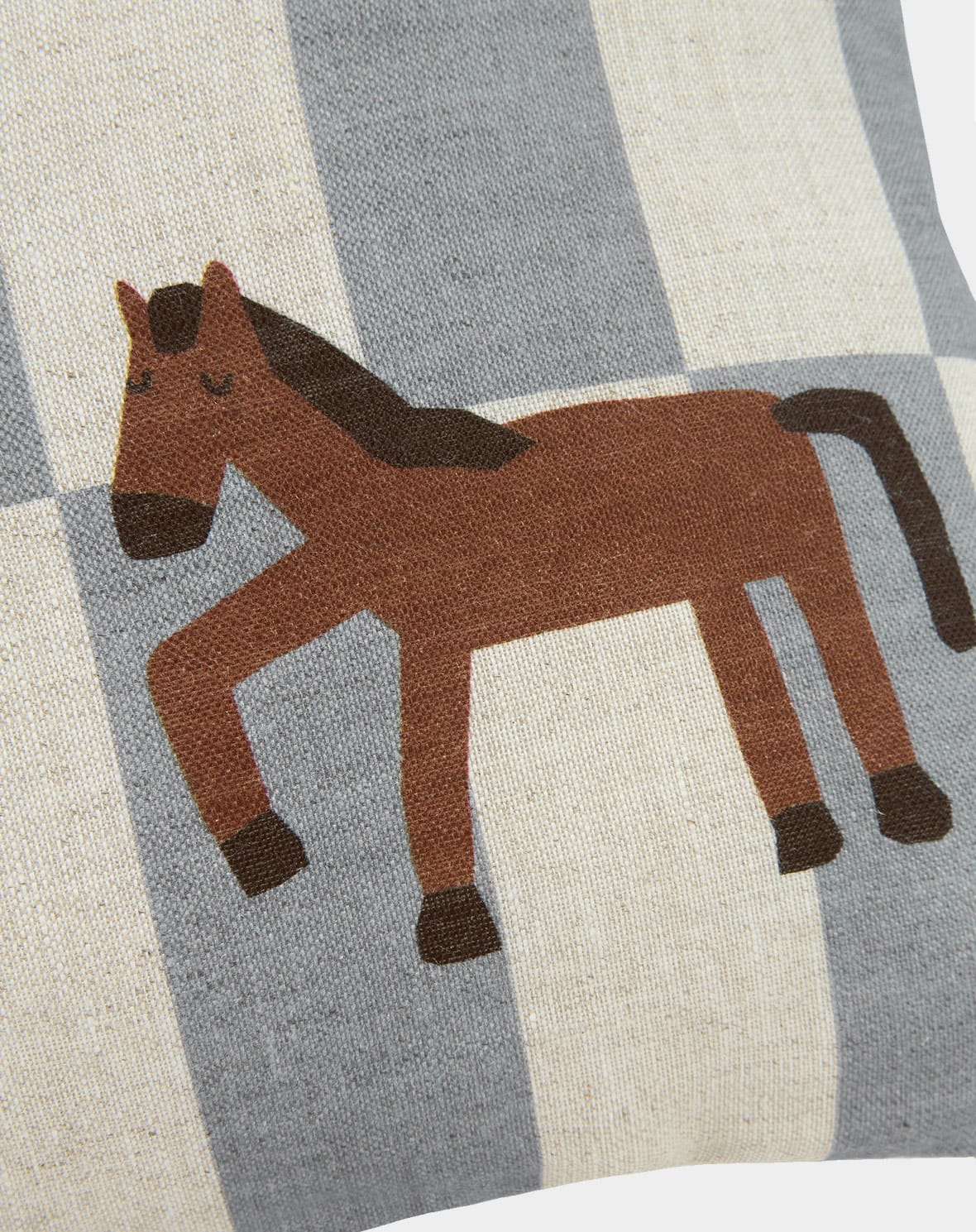 Coussin rectangulaire en lin français Vibes S - BLUE TILES HORSE - Nobodinoz – Image 2