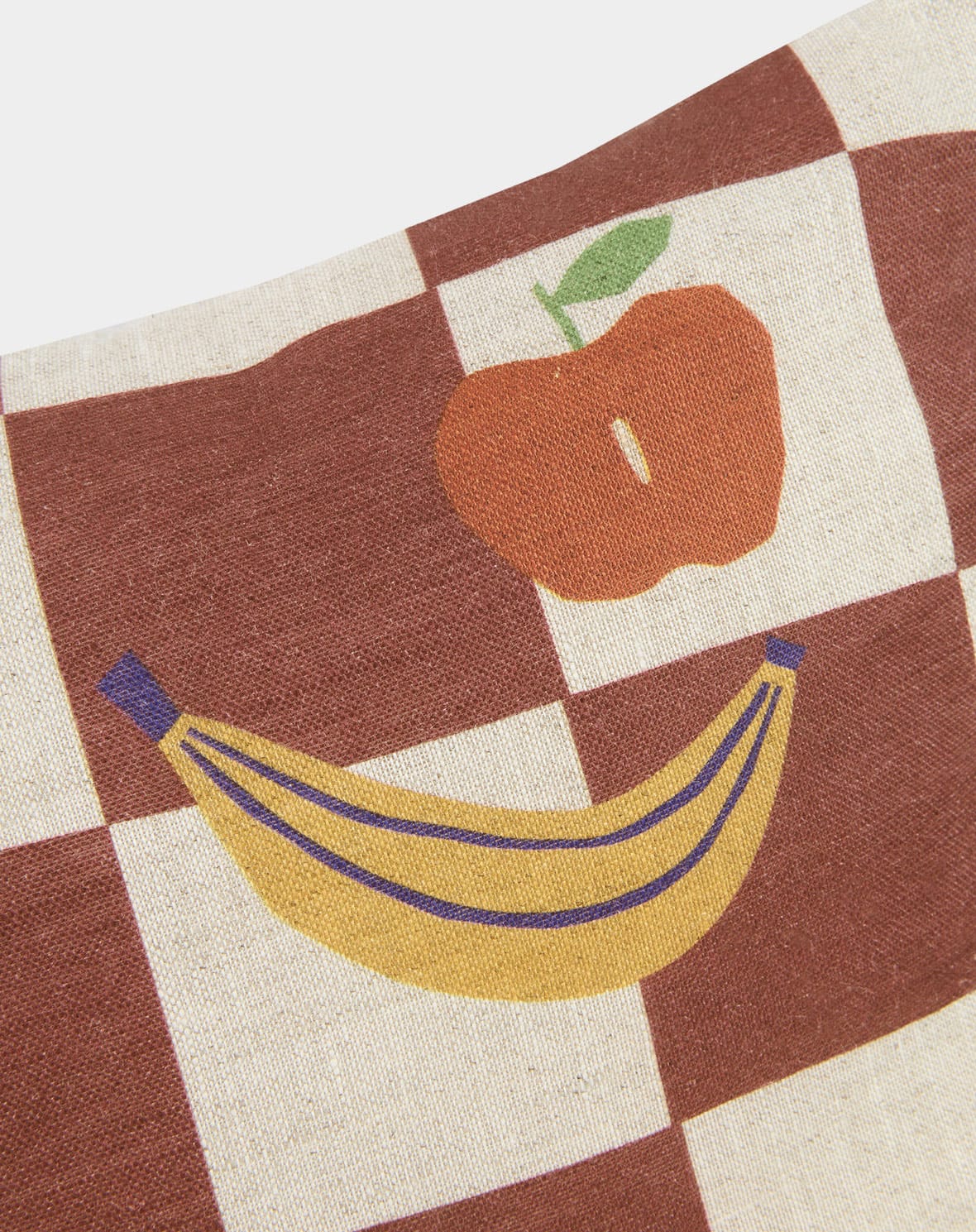 Coussin rectangulaire en lin français Vibes S - Maroon checks fruits - Nobodinoz – Image 2