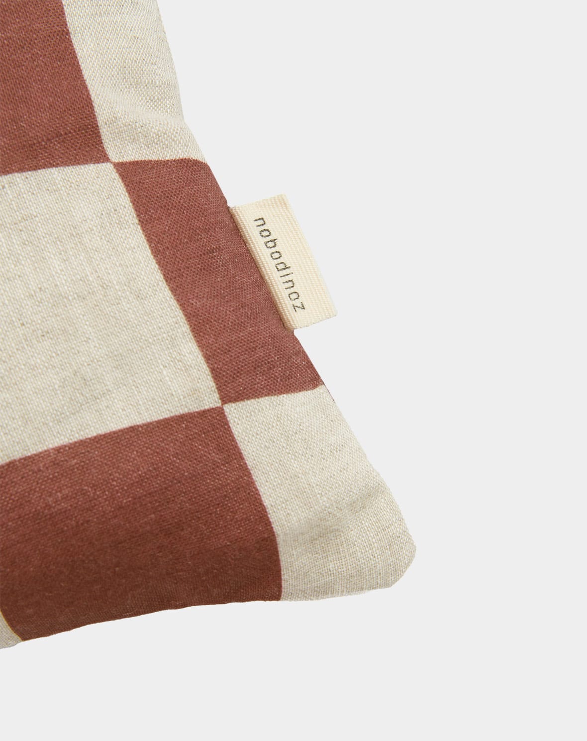 Coussin rectangulaire en lin français Vibes S - Maroon checks fruits - Nobodinoz – Image 3