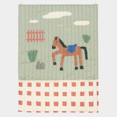 Organisateur mural Horse Nobodinoz en coton matelassé pour rangement vertical.