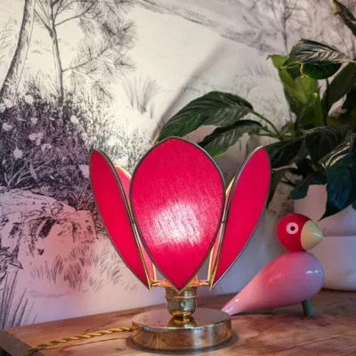 Lampe Fleur à poser - Rose des bois et doré - Silly & Billy