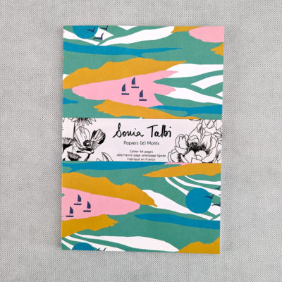 Carnet de notes A5 - Evasion avec illustration colorée de paysage maritime.