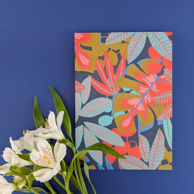 Carnet de notes A5 Jungle de Sonia Talbi avec motif végétal coloré.