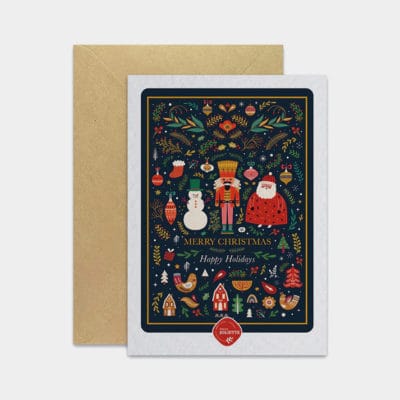 Carte Casse-noisette de Noël, illustration festive éditée par Maison Joliette.