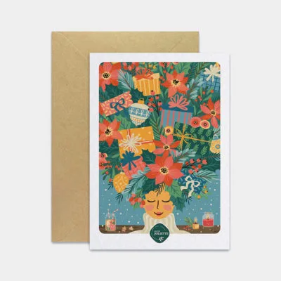 Carte de Noël Maison Joliette avec illustration colorée pour vœux personnalisés.