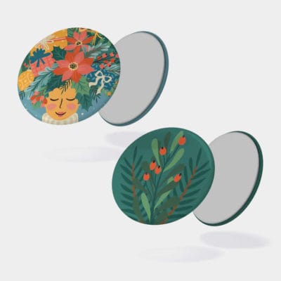 Magnets Esprit de Noël 32mm, illustrations colorées, fabriqués en France par Maison Joliette