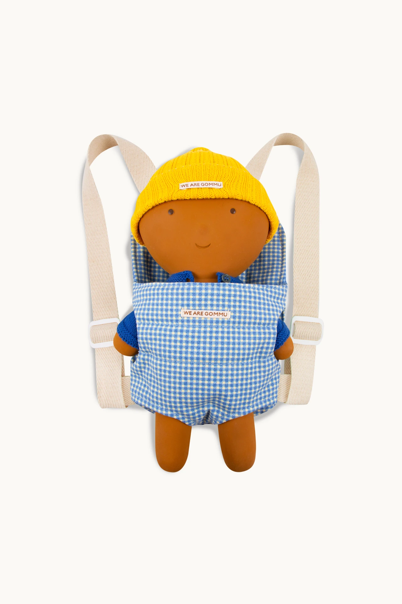 Porte-bébé Gommu Vichy bleu, idéal pour le jeu partagé - We are Gommu