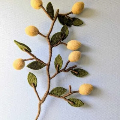 branche de citrons en feutre gry & sif, avec 7 citrons