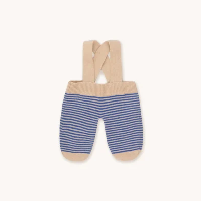 pantalon à bretelles Gommu avec des rayures bleu et crème