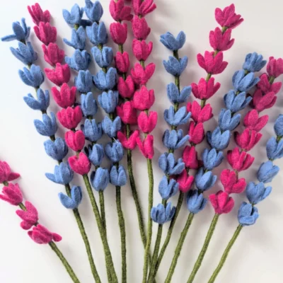 Lupin en feutre cerise ou bleu Gry & Sif