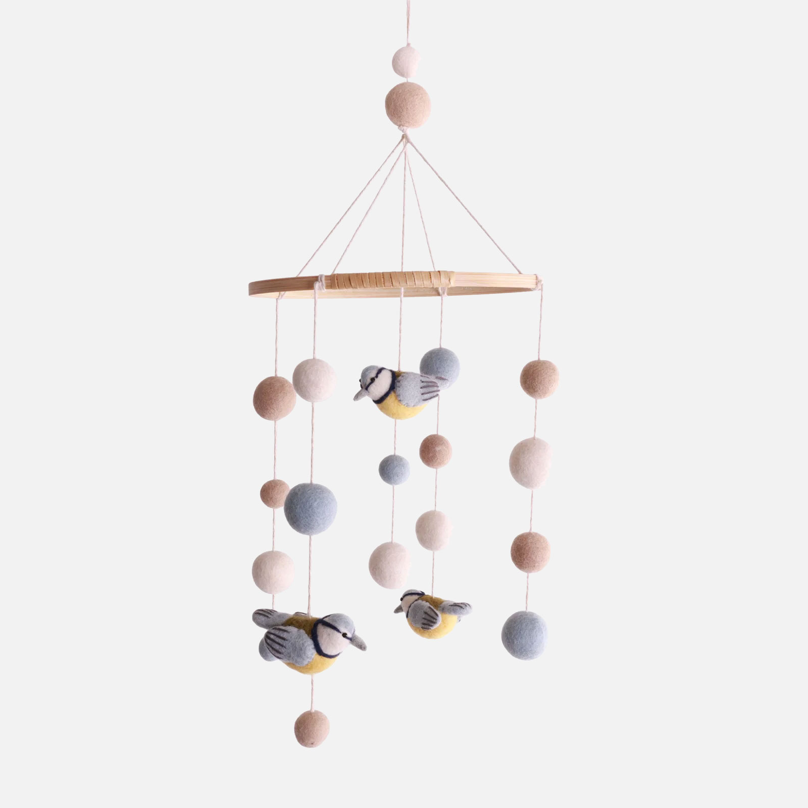 Mobile oiseau en feutre – Jaune / Bleu – Gry & Sif – Image 3