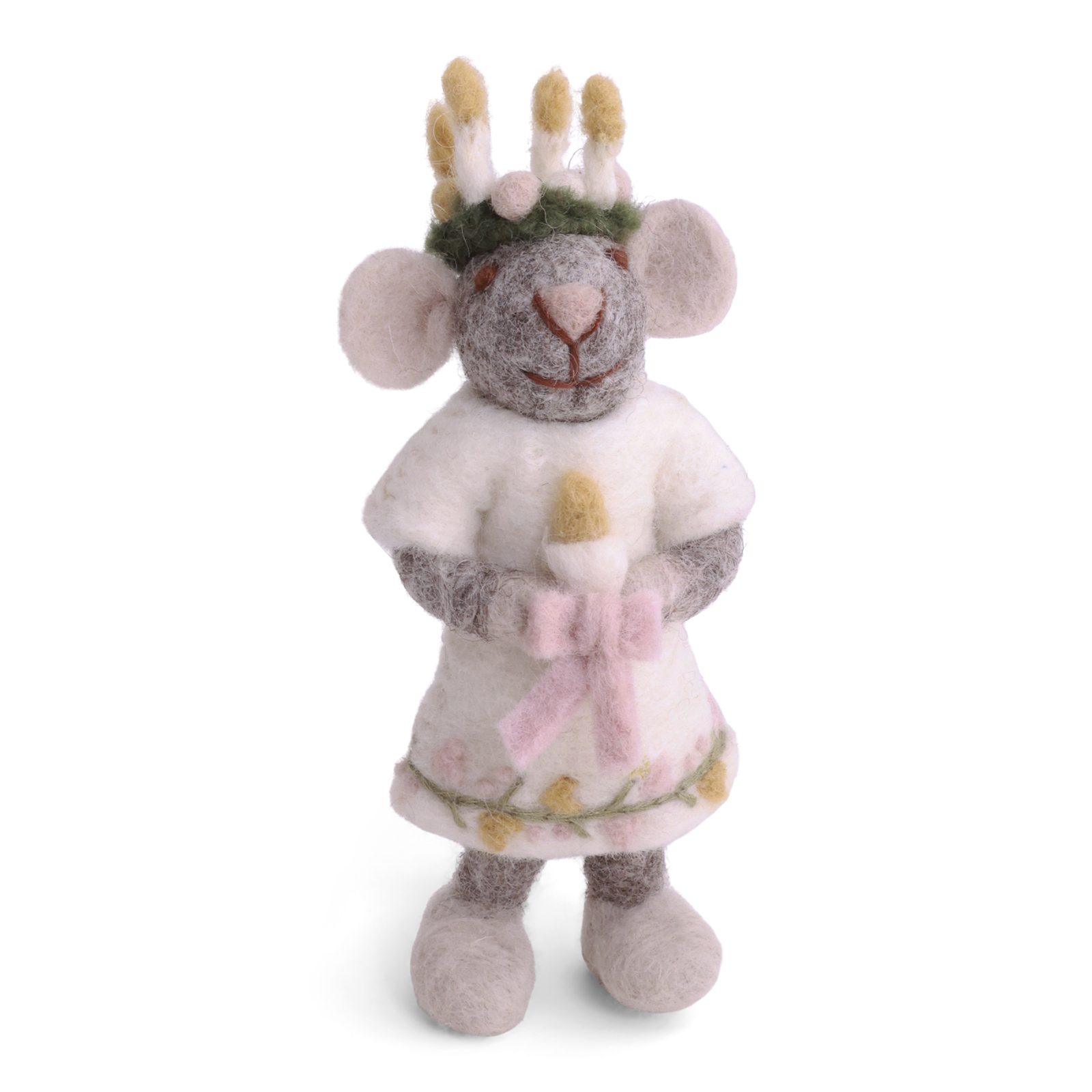 Souris Sainte-Lucie grise en feutre 12 cm – Gry & Sif – Image 2