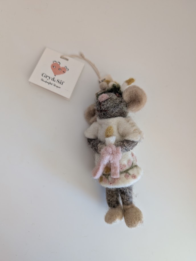 Souris Sainte-Lucie grise en feutre 12 cm – Gry & Sif – Image 5